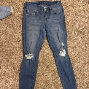 Torrid Dark Blue Distressed Skinny Jeans